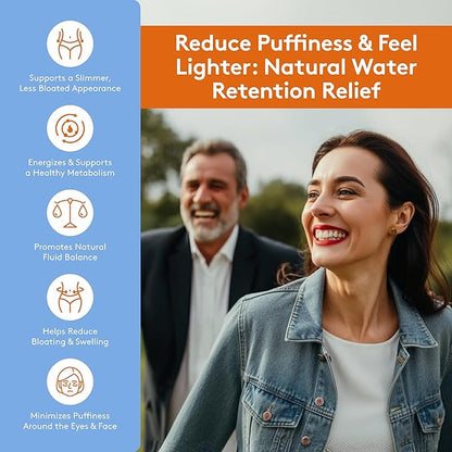 Youth & Tonic Natural Water Weight Away Pills for Belly Bloating, Water Retention & Fluid Loss – Herbal Diuretics for Swollen Legs, Feet, and Swelling – Dandelion Diuretic for Women & Men – 60 Caps