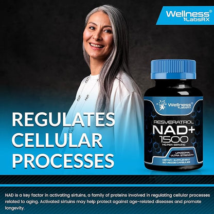 NAD Supplement, 1500mg - Liposomal NAD+ Supplement with Resveratrol, NAD Plus Boosting Supplement - Support Cellular Health, Stamina & Healthy Aging - Ultra Strength Capsules - 3 Pack