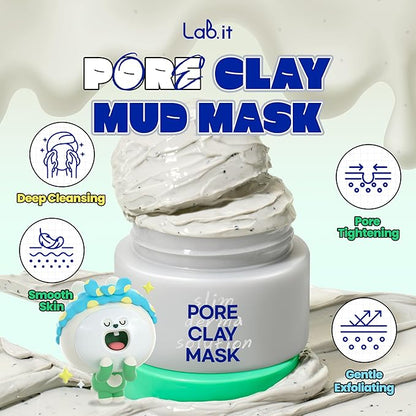 Lab.it Pore Cleansing Travel Kit (5EA)– Korean Skincare Discovery Set for Teens with Cleansing Balm, Rice Cleanser, Clay Mask, Salt & Jelly Mask, Travel-Size Face Mask Kit for Sensitive Skin, Gift Set