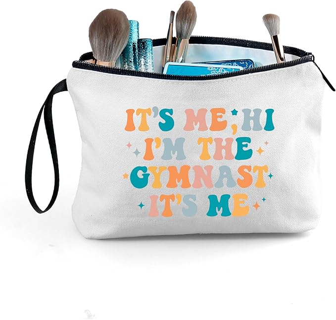 Gymnastics Girl Coach Birthday Gifts Stuff Zipper Makeup Cosmetic Bag Teen Friend Daughter Sister Christmas
