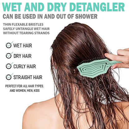 Fiora Naturals Hair Detangling Brush -100% Bio-Friendly Hair Detangler Brush w/Ultra-soft Bristles- Glide Through Tangles with Ease - For Curly, Fine, Women, Men, Kids, Toddlers, Wet and Dry Hair