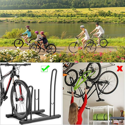 CXWXC 1-3 Bicycle Stand - Bike Floor Parking Stand for Garage/Home - Bike Storage Rack fit 26”-29” Mountain Road Bikes (for 2 bikes)