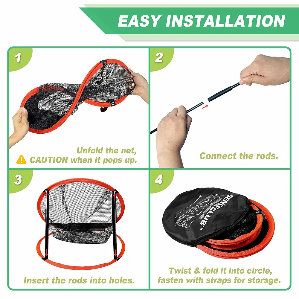 Foldable Chipping Net with Mat & Balls, Indoor Golf Practice Chipping Target, Backyard Golf Game & Gifts