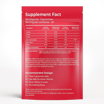 Creatine Monohydrate Gummies for Men & Women | 5000mg of Creatine Gummies per Serving | Sugar Free Gummies, Gluten Free & Halal | Pack of 90 Pre Workout Gummies for Muscle Recovery | Watermelon Flavor