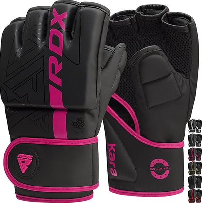 RDX MMA Gloves Grappling Sparring, Pre-Curved Mixed Martial Arts Mitts Men Women Boxing Gloves, Maya Hide Leather Kara Cage Fighting Workout, Combat Sports Training, Muay Thai, Punching Bag Kickboxing