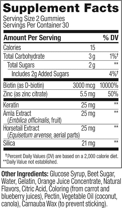 OLLY Heavenly Hair Gummy, Supports Healthy Hair, Keratin, Biotin, AMLA, Chewable Supplement, 30 Day Supply - 60 Count