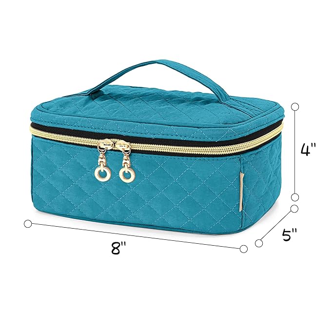 Teamoy Travel Makeup Brush Case, Professional Cosmetic Artist Organizer Case with Handle for Makeup Brushes(up to 7-inch) and Essentials, Small, Teal(BAG ONLY)