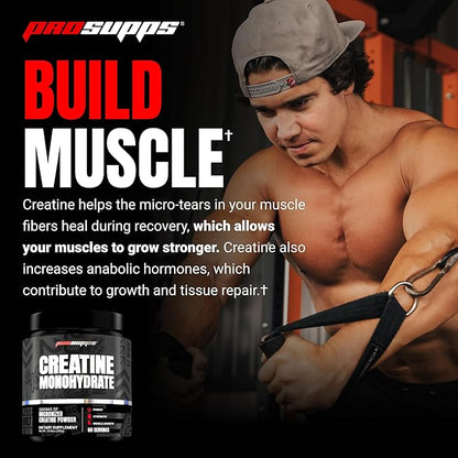 PROSUPPS Creatine Monohydrate Powder 300g, 100% Pharmaceutical Grade Micronized 5,000mg Creatine Monohydrate, 60 Servings