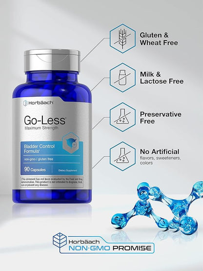 Horbäach Go Less Bladder Control Pills | 90 Capsules | Maximum Strength for Women and Men | Non-GMO & Gluten Free Formula