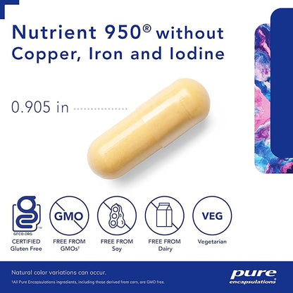 Pure Encapsulations Nutrient 950 Without Copper, Iron, & Iodine | Antioxidant Multivitamin and Mineral Supplement to Support Optimal Health and Physiological Functions* | 180 Capsules