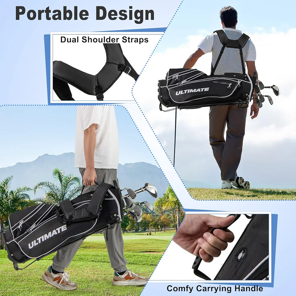 Tangkula 9/10 Pieces Men's Complete Golf Clubs Set Right Hand, Includes 460cc Alloy #1 Driver & #3 Fairway Wood & #4 Hybrid & #6/#7/#8/#9/#P Irons & Putter, Golf Club Set