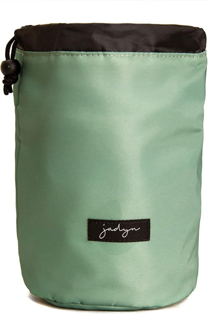 Jadyn Durable Cinch Top Makeup Organizer - Compact Travel Makeup Bag - 7 Interior Pockets for Cosmetics - Drawstring Toiletry Travel Bag for Women - 6L Storage Capacity - (Sage Green)