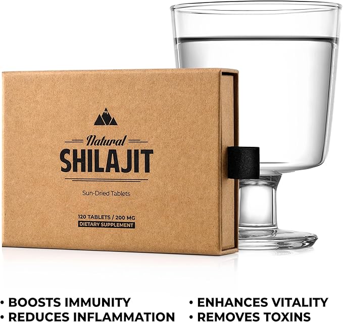 Natural Shilajit Tablets - 120 Count, Sun Dried 100% Pure Shilajit for Men & Women with Fulvic Acid & 85+ Essential Trace Minerals for Peak Physical & Mental Performance, Immune Health & Detox