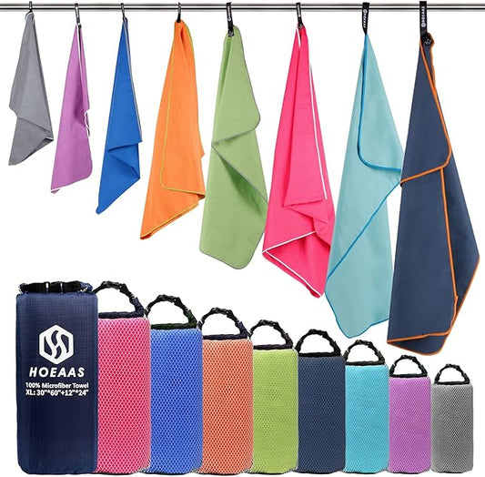 HOEAAS 2 Pack Microfiber Camping Towels