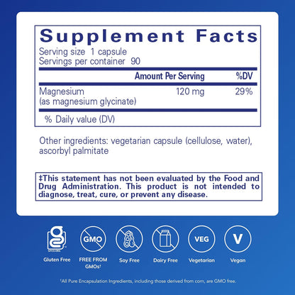 Pure Encapsulations Magnesium  - Supplement to Support Stress Relief, Sleep, Heart Health, Nerves, Muscles, and Metabolism* - with Magnesium Glycinate - 90 Capsules