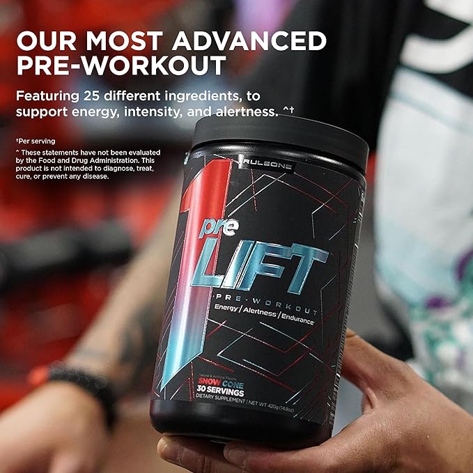 Rule 1 preLIFT Pre-Workout - 6g Citrulline, 3.2g Beta Alanine, 3 Caffeine Sources + 20 Others for Energy, Alertness, & Endurance (30 Servings, Acai Berry)
