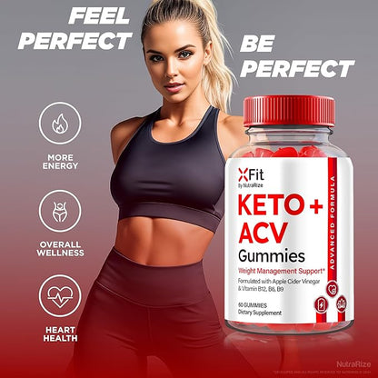 Xfit Keto ACV Gummies, Official Keto+ACV Supplement, All Natural Apple Cider Vinegar 1000 MG, X Fit Keto Plus ACV Gummy for Health and Fitness, Gomitas Review (60 Gummies)