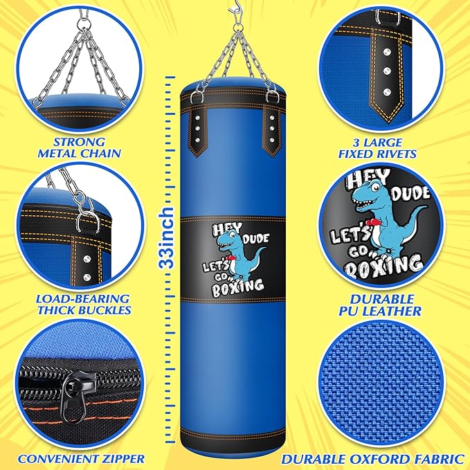 Punching Bag for Kids, 2.7FT Hanging Boxing Bag with Boxing Gloves, Kids Boxing Set Kickboxing Bag for Youth Boxing Karate Muay Thai Kick Taekwondo Training