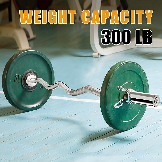 Olympic Barbell EZ Bar Curl Bar 4ft/5ft/7ft 2 Inch (300lb/330lb/400lb/700lb/1000lb/1500lb)
