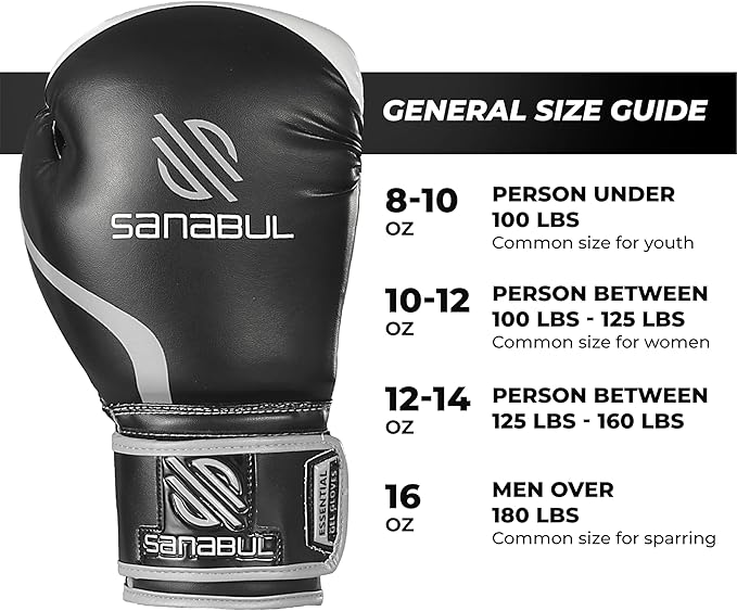 Sanabul Essential Gel Boxing Gloves for Men & Women, Kickboxing MMA, Muay Thai Gloves and Heavy Bag Training Punching & Sparring