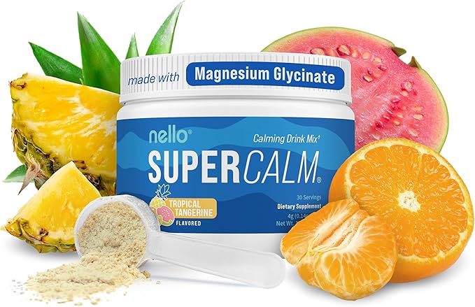 Supercalm Powdered Drink Mix, Tropical Tangerine, L Theanine, Ksm-66 Ashwagandha, Magnesium Glycinate, Vitamin D 3, Supplements for Relaxation & Focus, Natural, No Sugar, Non GMO, 30 Srvg