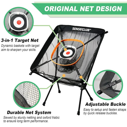 Foldable Chipping Net with Mat & Balls, Indoor Golf Practice Chipping Target, Backyard Golf Game & Gifts