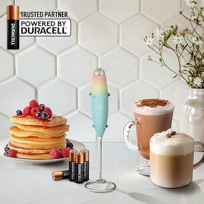 Zulay Powerful Milk Frother (4 Duracell Batteries Included) - Handheld Milk Frother Wand Drink Mixer for Coffee - Powerful Milk Foamer for Cappuccino, Frappe, Matcha & Coffee Creamer - Cupcake