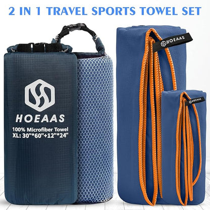 HOEAAS 2 Pack Microfiber Camping Towels