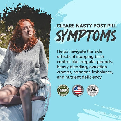 Birth Control Cleanse, Fertility Support & Hormone Balance for Women with Folic Acid, Vitamin C, Vitamin E, Iodine, Potassium, and Chasteberry Extract, 30 Capsules