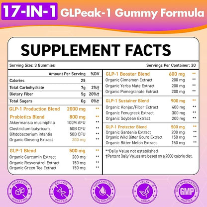 GLP-1 Supplement | GLP Gummy, GLP1 Probiotic Gummy for Women and Men, GLP 1 Gummy with Akkermansia Probiotic, Berberine, Support GLP-1 Naturally, Zero-Sugar, Yuzu Flavor - 1 Pack