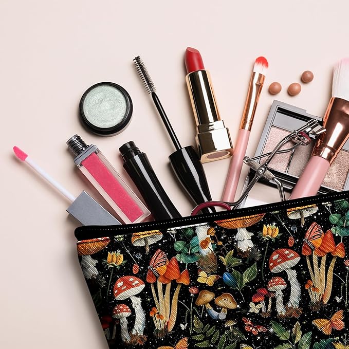 Toiletry Bags for Women Mushroom Cosmetic Bags Makeup Brush Bag Organizer Travel Essentials Make Up Pouch