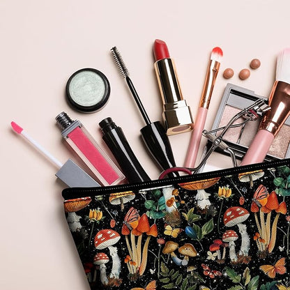 Toiletry Bags for Women Mushroom Cosmetic Bags Makeup Brush Bag Organizer Travel Essentials Make Up Pouch