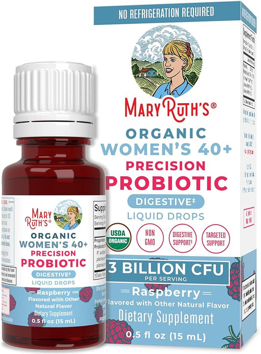MaryRuth Organics USDA Organic 40 Womens Probiotic Liquid Drops | Probiotics for Digestive Health | Stress-Related GI Issues | Occasional Gas Relief for Adults | Vegan | Dairy Free | 30 Servings