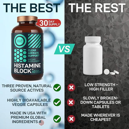Histamine Block Flavonoids Supplements - Quercetin, Nettle, Atermesia Natural Source Flavonoids - Seasonal Allergy Balance Supplements Histamine Blocker - 60 Homeopatic Allergy Relief D-Hist Caps