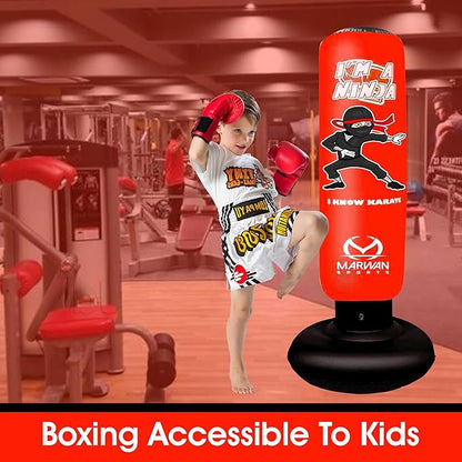 Durable Inflatable Kids Punching Bag for Karate and Boxing – Bounce-Back Martial Arts Bag for Boys and Girls, Great Birthday Gift to Relieve Energy and Build Skills for Boys Ages 4-12