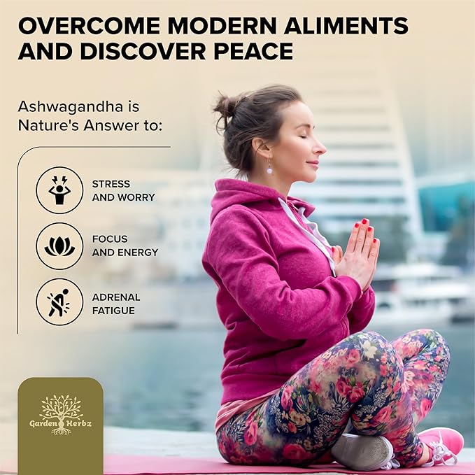 Organic Ashwagandha Root & Irish Sea Moss – 3,600 mg Ashwagandha Supplement with Black Seed Oil, & Burdock Root – Herbal Supplement for Energy, Calm, Mood, & Wellness, 120 Caps