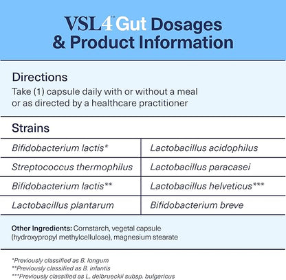 VSL4 Gut Health, Probiotics for Digestive Health, Probiotic Capsules for Gut Support and Regularity in Women & Men, Potent, Multi Strain Probiotic Supplement, 30 Billion CFU Per Capsule, 30 Pack