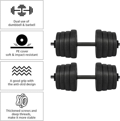 Yaheetech 66LB Weight Dumbbell Set Fitness Adjustable Cap Gym/home Barbell Plates Body Workout for Women and Men Strength Training