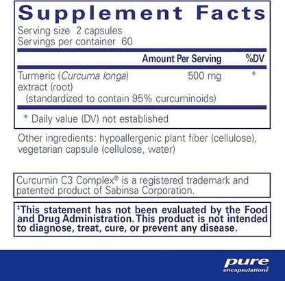 Pure Encapsulations Curcumin - 500 mg - Supports Joint Health & Liver Health - Curcuma Longa Capsule - Non-GMO & Vegan - 120 Capsules