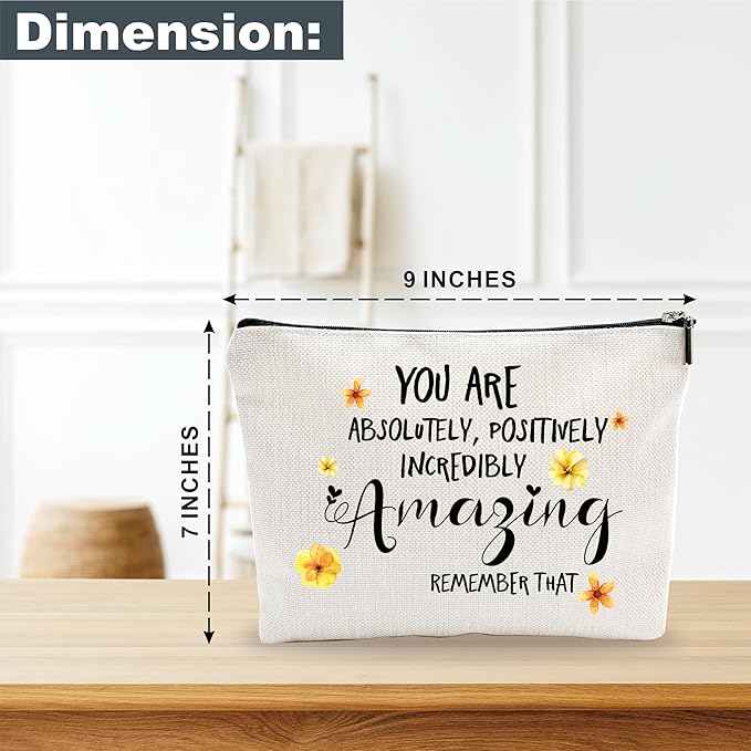Sunflower Makeup Bag - You Are Absolutely, Positively, Incredibly Amazing - Quotes Cosmetic Bag, Toiletry Bag Gift For Girls, Teen, Sister, Besties, Personal Care & Accessories - A04