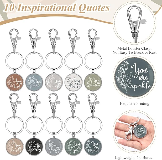 Sieral 20 Pcs Inspirational Gifts for Women Cosmetic Makeup Bags and Keychains Bulk with Inspirational Quotes Appreciation Gifts for Women Mom Nurse Teacher Graduation Employee(Aesthetics)