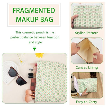 ZLFSRQ Flower Makeup Bag Travel Cute Floral Cosmetic Bag for Women Girls Small Pink Flower Makeup Zipper Portable Storage Toiletry Pouch for Purse Aesthetic Christmas Essential Cosmetic Organizer