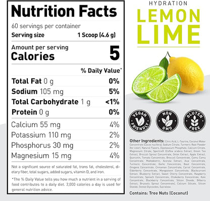 Kaged Electrolyte Hydration Powder | Lemon Lime | Sports Drink for Men and Women | Pre, Post, Intra Workout Supplement | 60 Servings