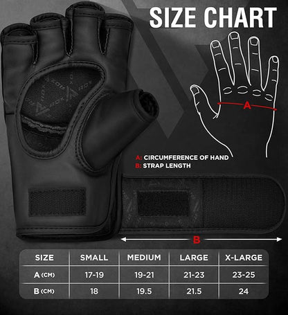 RDX MMA Gloves Grappling Sparring, Maya Hide Leather, Boxing Gloves Men Women Muay Thai Martial Arts Training, Half Finger Adjustable Mitts Wrist Support Kickboxing Cage Fighting Punching Bag Workout