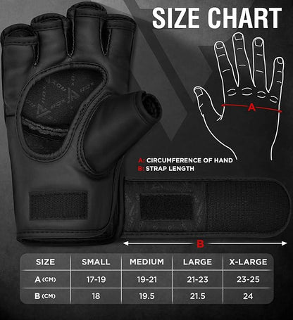 RDX MMA Gloves Grappling Sparring, Maya Hide Leather, Boxing Gloves Men Women Muay Thai Martial Arts Training, Half Finger Adjustable Mitts Wrist Support Kickboxing Cage Fighting Punching Bag Workout