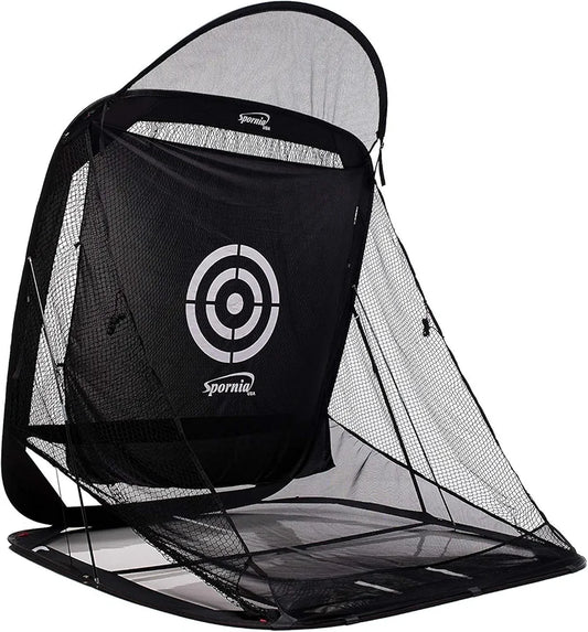 Spornia SPG-8 X-Large Golf Practice Net – 8' x 8' Indoor & Outdoor Golf Hitting Net with Ball Return | Golf Training Aid for Driving, Chipping & Full Swings | Heavy-Duty, Portable & Easy to Set Up