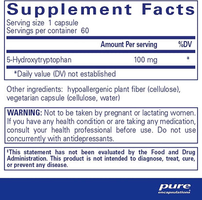 Pure Encapsulations 5-HTP 100 mg - Brain Health, Sleep Regulation & Appetite Support* - 5-Hydroxytryptophan - Gluten Free & Non-GMO - 60 Capsules