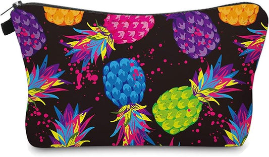 Cute Travel Makeup Bag Cosmetic Bag Small Pouch Gift for Women (Pineapple Colorful)