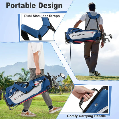 Tangkula 9/10 Pieces Men's Complete Golf Clubs Set Right Hand, Includes 460cc Alloy #1 Driver & #3 Fairway Wood & #4 Hybrid & #6/#7/#8/#9/#P Irons & Putter, Golf Club Set