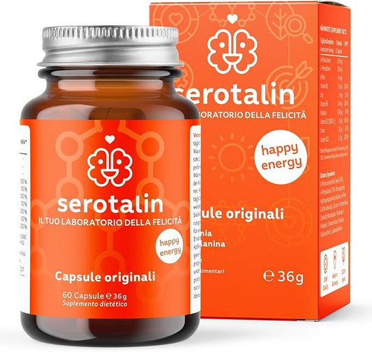 Original Energy Brain Supplement for Focus, Concentration & Cognitive Function - 60 Vegan Capsules with Vitamins B6, B12 & D3, 5-HTP & Phenylalanine - Winner German University Award